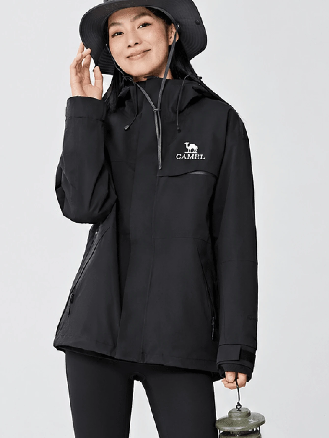CAMEL CROWN Women's 3-In-1 Waterproof Jacket With Fleece Liner, Windproof Outdoor Raincoat, Warm Hiking Coat For Camping, Travel And Winter - Phantom Black - View 1