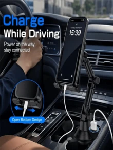 Multifunctional Car Cup Holder Phone/Tablet Mount 2-In-1 Height Adjustable 360° Rotating Phone Stand, Adjustable Cup Holder Style Phone & Tablet Holder Easy Installation With Stable Grip, Anti-Shake, Hands-Free Function, Ergonomic Design Universal Cup Holder Extension Adapter, Suitable For SUV, Truck, RV, Road Trip, Essential Car Accessory - A - View 7