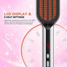 UKLISS 2026 Latest Negative Ion Straightening Brush, 30s Fast Heating LCD Display Anti-Curl Hot Comb, Travel Styling Tool For All Hair Types, Suitable For All Hair Textures, Thick, Fine, Soft Hair, One-Stroke Smooth, Great Choice For Straight Hair - Silver - View 8