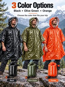 Portable Raincoat, Multi-Functional Emergency Raincoat, Survival Raincoat, Warm Raincoat, Hypothermia Prevention, Suitable For Commuting, Hiking, Traveling, Camping And Mountaineering, Essential For Rain And Snow Weather Travel - Multicolor - View 1