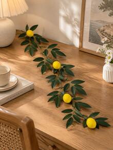 Full Set Olive Branch Decor Kit | Artificial Greenery Bouquet + Candle Ring + Desktop Potted Plant | Ins Style Atmospheric Home Decor - Ink Bamboo Leaf Lemon Vine - View 6