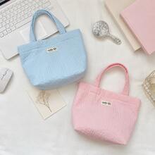 Personalized Solid Color Quilted Mini Tote Bag, Small Top Handle Handbag, Portable Lipstick Keys Umbrella Storage Bag, Lightweight Lunch Bento Pouch - Multicolor - View 6