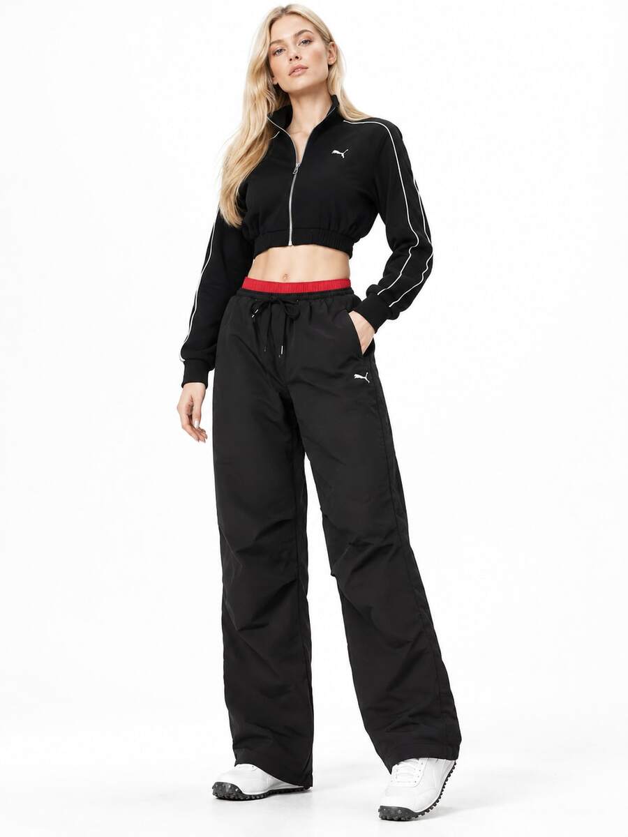 Puma New Women's Functional Casual Pants Windproof Water-Resistant Racing T7 Sports Trousers - Black/Red - View 1