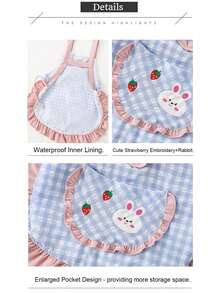Custom Name Cute Plaid Baking Apron- Cooking Tools/Kitchen Toys. Chef Apron Baking Game Set, Pink Girl Role Play Pretend Kitchen Cooking Toy Gift, Unisex Baking Painting Stain-Resistant Smock, Role Play Kitchen Costume - Multicolor - View 8