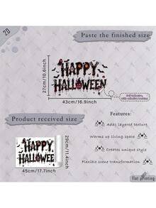 1pc 2D Flat Printed Halloween Happy Halloween Letter Pumpkin Ghost Window Sticker, Creative DIY Self-Adhesive Removable Double-Sided Visible PVC Decorative Sticker, Living Room Bedroom Dining Room Floor-To-Ceiling Window Holiday Atmosphere Store Decoration Door Window Glass Beautification Sticker - one-size - View 2