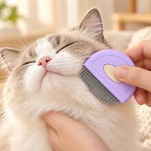 Pet Flea Comb With Fine Teeth, Cute Macaron Style, Stainless Steel Fine Teeth For Removing Loose Fur, Daily Grooming And Cleaning Brush For Cats And Dogs - Multicolor - View 5