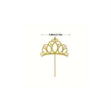 12/24pcs Gold Princess Crown Cupcake Toppers Cake Picks For Birthday Baby Shower Party Decorations - Multicolor - View 2