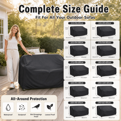 210D Oxford Fabric Outdoor Furniture Cover - Waterproof, Snow-Proof, Dust-Proof - Equipped With Adjustable Drawstring To Prevent Wind Blow-Away. Suitable For Most Outdoor Table And Chair Sets, Includes Storage Bag.