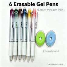 6 pièces + 2 gommes effaçables, stylos gel pailletés de 0,7 mm de taille moyenne, stylos en plastique rétractables esthétiques, convenant pour la journalisation, l'utilisation à la maison et au bureau, l'école, les fournitures de classe, la papeterie pour étudiants, les artistes et les fournitures, les cadeaux de rentrée scolaire, convenant pour le coloriage, la peinture, le marquage de journal, le mariage, Noël, la fête des mères, la rentrée scolaire, la maison, les étudiants, Halloween, la rentrée scolaire - Stylo gel - Voir 1