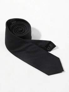 1pc Men's Fashion Suit Fabric Solid Color Tie - Black - View 3