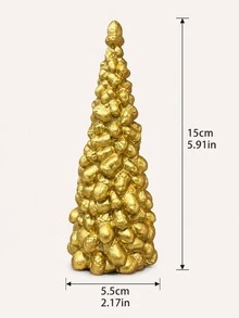 Gold Christmas Tree Tabletop Decor, Elegant Holiday Centerpiece, Star-Topped Festive Home Decoration, Suitable For Living Room, Mantel, Bookshelf, Dining Table, Winter Party, Christmas Wedding And Seasonal Holiday Display - Multicolor - View 8