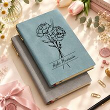 Personalized Birth Flower Notebook Set, Custom Name Journal With Pen & Gift Box, A6 Floral Notebook Christmas Gift For Women, Bridesmaids Teachers Graduation Students, Holiday Stocking Stuffers Keepsake Journal For Writing Memory - A6 Softcover Notebook - Black & White - View 6