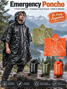 Portable Raincoat, Multi-Functional Emergency Raincoat, Survival Raincoat, Warm Raincoat, Hypothermia Prevention, Suitable For Commuting, Hiking, Traveling, Camping And Mountaineering, Essential For Rain And Snow Weather Travel - Multicolor - View 6