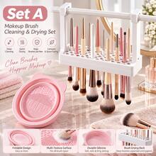 1PC Random Color Silicone Makeup Brush Holder & Drying Rack, Multi-Size Cosmetic Brush Organizer Stand For Makeup, Nail Art & Painting Brushes, Space-Saving Vanity Storage For Bathroom, Bedroom & Dressing Table - Multicolor - View 10