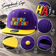 1pc Unisex Happy Birthday Embroidered Flat Brim Baseball Cap, Hip Hop Style Adjustable Streetwear Hat, Suitable For Casual Party Travel Daily Wear Gift - A - View 5