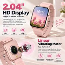 Smartwatch With 2 Straps, 2.04" HD Display, Bluetooth Calling, AI-Customized Watch Faces, Heart Rate & Sleep Monitoring, Menstrual Cycle Reminders, Multi-Sport Modes, 5–10 Days Battery Life, IP68 Waterproof - View 5