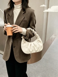 Mini Fashion Solid Color Pleated Handbag, Multi-Functional Women's Cloud Bag/Crescent-Shaped Shoulder Bag/Underarm Bag, Fashion Women's Handbag - Multicolor - View 14