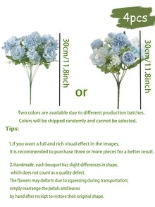 4/1pc Artificial Peony Hydrangea Chrysanthemum Bouquet - Perfect For Weddings, Engagements And Home Decor | Spring Tabletop Decor, Valentine's Day, Birthday Gift, Graduation Gift, Autumn Decoration, Christmas - Blue - View 11