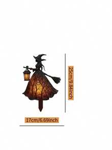 2D Flat, 1pc Halloween Witch Lantern Decoration Stake, Witch Statue With Broom, Halloween Atmosphere Decor - Gothic Horror Witch Ground Stake, Vintage Style Witch Statue, Suitable For Indoor Party And Thrilling Outdoor Decoration, Halloween Home Decor - A - View 9
