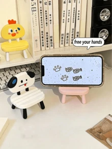 Funny Face Animal Chair Phone Stand, Cartoon Adjustable Desktop Stand, Foldable Portable Pocket Sized Phone Stand, Suitable For All Smartphones And Tablets, Essential For Office And Home Daily Use, Portable Travel Desktop Phone Stand Accessories - A - View 3