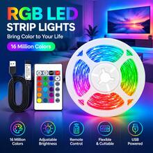 Lampu Strip LED RGB dengan Remote IR 24 Tombol, Ditenagai USB, Perubahan Warna Multi-warna, Pencahayaan Ambient DIY, Untuk Kamar Tidur, Ruang Bermain Game, Dekorasi Pesta Liburan. - RGB 24 Tombol - View 1