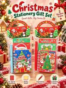 3pcs Christmas Stationery Gift Set: Notebook, Pencils, And Cute Christmas Sticky Notes-Christmas-Themed Study Set, Perfect Holiday Gift - Multiple Styles - View 5