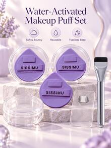 Water-Activated Makeup Sponge, Teardrop-Shaped Foundation Puff, Wet-Use Face Makeup Applicator, Finger-Hold Handle Puff, Soft Reusable Makeup Sponge, Suitable For Liquid Foundation Application, Flawless Makeup Tool - Multicolor - View 4