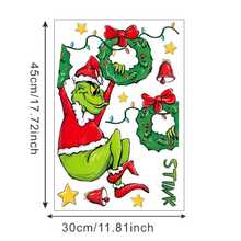 FIFA The Grinch Cartoon Movie Wall Sticker Christmas Green Monster Christmas Tree Window Decal, Glass Sticker, Suitable For Minimalist Style Room, Bedroom And Game Room Home Decor - Sticker - View 9
