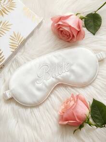 1pc White Soft Polyester Satin Eye Mask, Light-Blocking Sleep Mask For Napping And Sleeping, Office Travel Home Eye Care Fatigue Relief, Wedding Gift For Best Friend Girlfriend Colleague, Unisex Comfortable Breathable Non-Pressing, Home, Christmas - 1 White Bride - View 1