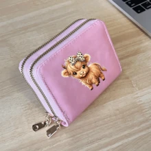 Highland Cow Print Card Holder Lightweight Fashionable Wallet Suitable For Daily Use For Women Double Zipper Mini Wallet Purse Wallet Card Wallet - Multicolor - View 16
