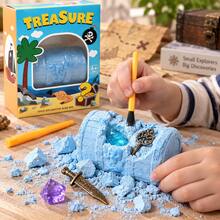 Children's Archaeology Digging Set DIY Pirate Treasure Chest Digging Toy Educational Science Experiment Digging Gemstone Surprise Creative Handmade Gift For Boys And Girls - Blue - View 6