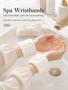 Simple And Soft Ultra-Fine Fiber SPA Wristband And Hairband Set, Fluffy And Absorbent Wrist Towel Band, Can Prevent Liquid From Dripping, Elastic Makeup Hairband Wristband, Suitable For Daily Skincare - Multicolor - View 3
