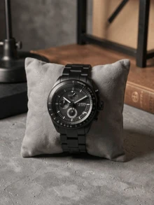 Fossil ساعة كرونوغراف رجالية من فوسيل - فولاذ مقاوم للصدأ مطلي بأيونات سوداء، إطار تاكيمتر، 3 عقارب مع تاريخ، مقاومة للماء حتى 10 ضغط جوي، تصميم صناعي جريء - الأسود - مشاهدة 1