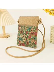 Bohemian Style Cork Women's Crossbody Bag, Vintage Print Phone Bag, Lightweight Adjustable Shoulder Strap Bag, Suitable For Travel And Daily Use - Multicolor - View 4