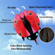 Cartoon Soft Ladybug Kite, Tool‑Free Inflatable Beetle‑Shaped Kite, Tear‑Resistant Fabric For Family Outdoor Recreation - Red 2-inch Ladybug - View 4