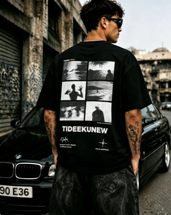 Casual 100% Cotton Women's Oversized Short Sleeve Summer T-Shirt With Vintage Y2K Graphic For Streetwear, Grunge Harajuku Style Tee - Black - View 1
