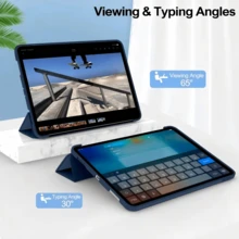 TIANYIMING Tablet Case, Soft And Drop-Proof, Ultra-Thin/Smart Stand/Auto Wake-Up Function, Compatible With IPad 9th/10th Generation Tablet Case For IPad/ GalaxyTab/MatePad/HonorPad/XiaomiPad/RedmiPad/LenovoTab/LenovoXiaoxinTab/LenovoIdeaTab, Soft And Drop-Proof, Ultra-Thin Design, With Smart Stand And Auto Wake/Sleep Function, Made Of TPU Leather, - Navy Blue - View 3