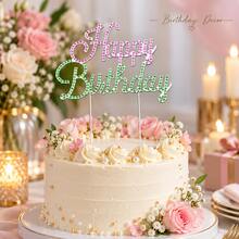 Sparkling Rhinestone Birthday Cake Topper, Elegant Crystal Style Cake Decoration Plugin, Suitable For Birthday Party Dessert Decoration, Creating A High-End Sparkling Celebration Atmosphere - Style a - View 6