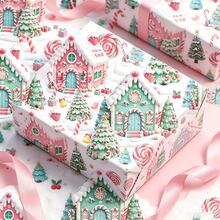 1pc Deep Red Gift Wrapping Paper, Pattern Includes Cats, Christmas Trees, Snowflakes, Christmas Bells, Total Length 17*197 Inches (43*500cm), Exquisite Gift Wrapping Paper, Suitable For Christmas, Thanksgiving, Halloween - A - View 6