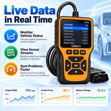 V516 OBD2 Silicone Button Scanner Car Diagnostic Tool 8 Functions Engine Fault Code Reader Clear DTC Real-Time Data Stream O2 Sensor Test I/M Readiness Mode 6 Vehicle Information Car Repair Tool - Orange - View 4