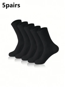5/10 Pairs Men's Pure White Minimalist American Style Sweat-Absorbing Breathable Daily Running Sports Mid-Calf Socks - Multicolor - View 13