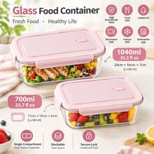 2 Buah Wadah Penyimpanan Makanan Kaca Borosilikat Tinggi dengan Tutup Merah Muda, Set Kotak Makan Siang Bento 410ml & 700ml, Kotak Persiapan Makanan Kedap Udara yang Dapat Digunakan Kembali, Pengatur Kulkas, Wadah Camilan, Aksesori Dapur Cocok untuk Kerja, Sekolah, Piknik, dan Berkemah - Berwarna merah muda - View 13