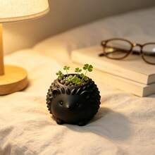 1pc Palm-Sized Animal Shaped Flower Pot Hedgehog Design Mini Planter Suitable For Gifts Study Room Vanity Small Succulent Planting Pot - Hedgehog - View 2