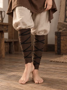 2pcs Medieval Vintage Leg Wraps With Straps, Suitable For Viking Renaissance Fair LARP Role Play, Cosplay, Vintage Fair And Halloween Retro Country Style Leg Decoration, Matching Medieval Costume - A - View 4
