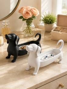 1pc Dachshund Decorative Storage Tray, Cute Puppy Shaped Ring, Earring, Necklace, Bracelet, Key And Small Items Organizer Box, Bedroom, Vanity, Entryway Or Desktop Decor, Gift Dog Tray Jewelry Storage Decoration - Multicolor - View 2