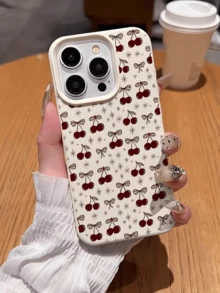 1件 白色復古星芒櫻桃個性化極簡全包覆 TPU 防震手機殼，適用於 Apple 18 17 16 15 14 13 12 11 Pro Max Air 及系列 - 彩色 - 查看 2