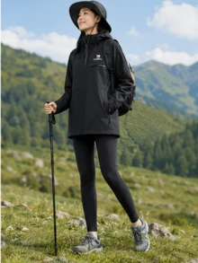 CAMEL CROWN Women's 3-In-1 Waterproof Jacket With Fleece Liner, Windproof Outdoor Raincoat, Warm Hiking Coat For Camping, Travel And Winter - Phantom Black - View 2