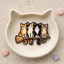 Pin Enamel Kucing dengan Blok Warna, Lencana Dekoratif Fashion, Ornamen Lencana Kerah, Lencana Tas, Hadiah. - MultiWarna - View 1