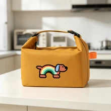 1pc Cartoon Rainbow Dachshund Insulated Lunch Bag, Multi-Color Bento Box Tote, Foldable Large Capacity Handbag For Students, Office Workers, Commuting, Outdoor Picnic Lunch - View 13