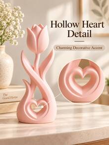 Tulip Sculpture, Minimalist Hollow Heart Design, 3D Printed Home Decor, Elegant Floral Art Ornament, Suitable For Study, Entryway, Bedroom Or Living Room, Exquisite Indoor Accent, Modern Romantic Style, Unique Gift. - Multicolor - View 6